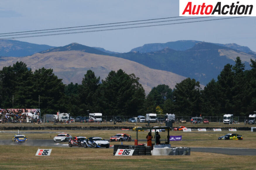 Toyota 86s in action at Ruapuna in 2024.
