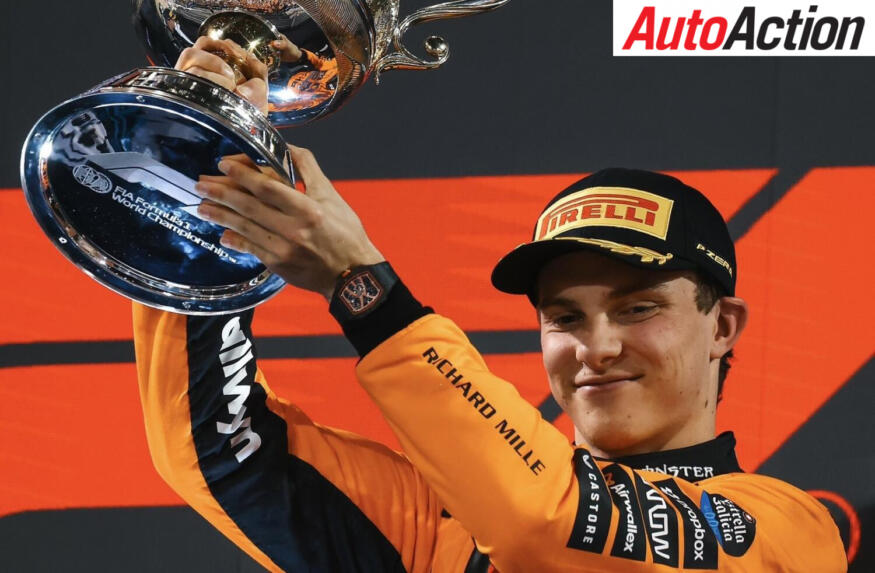Oscar Piastri, McLaren. 2025 Bahrain Grand Prix, first place podium celebrations. Image: McLaren.