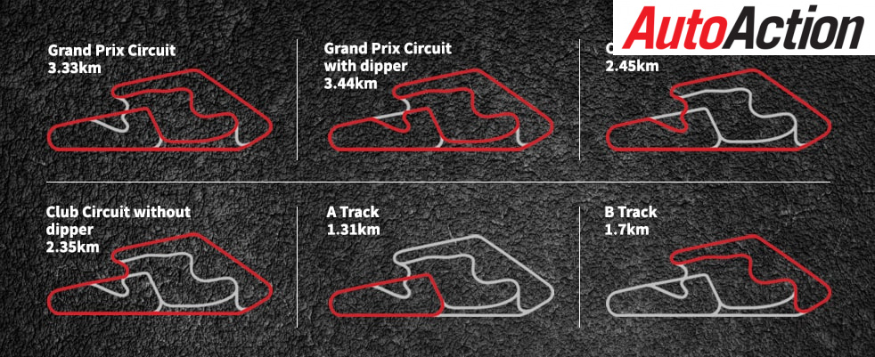 various track layouts for Ruapuna Park