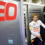 SHANGHAI, CHINA - MARCH 21: Liam Lawson of New Zealand and Oracle Red Bull Racing looks on in the garage during Sprint Qualifying ahead of the F1 Grand Prix of China at Shanghai International Circuit on March 21, 2025 in Shanghai, China. (Photo by Mark Thompson/Getty Images) // Getty Images / Red Bull Content Pool.