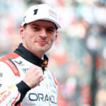 SUZUKA, JAPAN - APRIL 05: Pole position qualifier Max Verstappen of the Netherlands and Oracle Red Bull Racing celebrates in parc ferme during qualifying ahead of the F1 Grand Prix of Japan at Suzuka Circuit on April 05, 2025 in Suzuka, Japan.