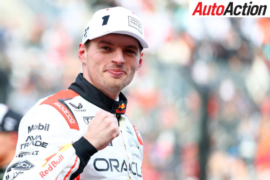SUZUKA, JAPAN - APRIL 05: Pole position qualifier Max Verstappen of the Netherlands and Oracle Red Bull Racing celebrates in parc ferme during qualifying ahead of the F1 Grand Prix of Japan at Suzuka Circuit on April 05, 2025 in Suzuka, Japan.