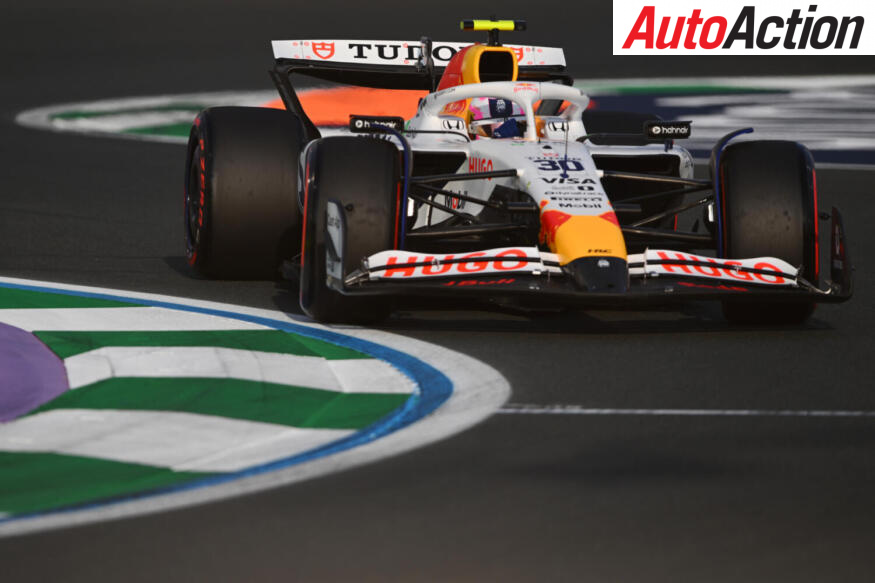 Liam Lawson of New Zealand on track during practice ahead of the F1 Grand Prix of Saudi Arabia.