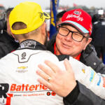 Brad Jones hugs Andre Heimgartner at Taupo, NZ, in 2024 after the team's win.