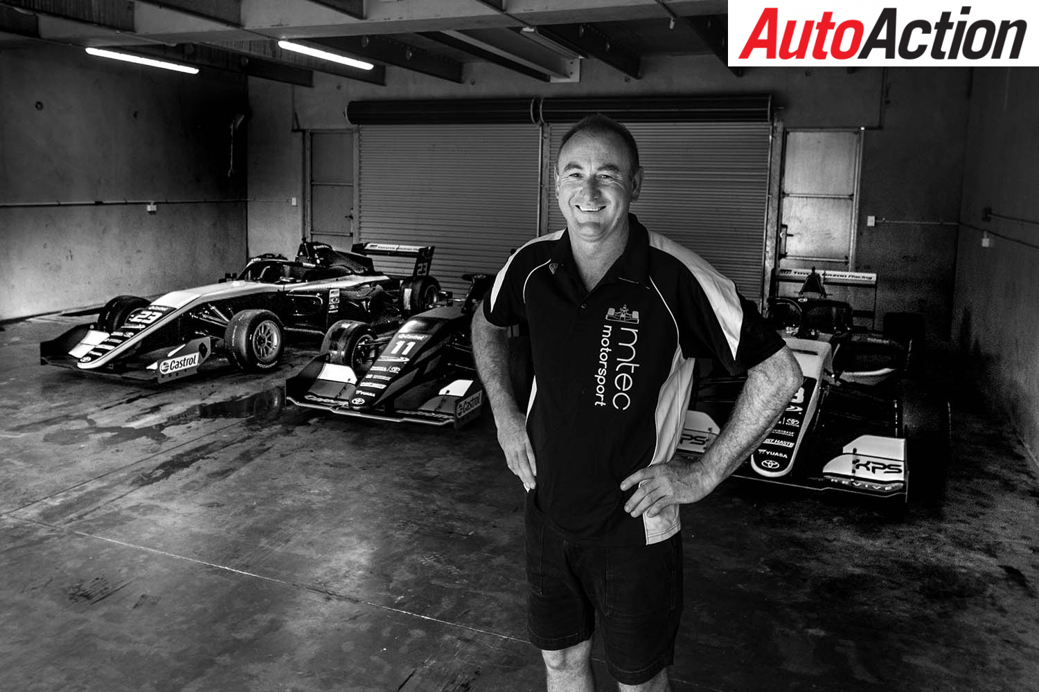 MTEC Motorsport Team Principal Bruin Beasley with three of his teams Castrol Toyota Formula Regional Oceania Championship cars.